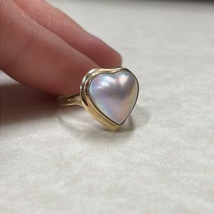 14K Yellow Gold Mabe Heart Shape Pearl Ring ✨